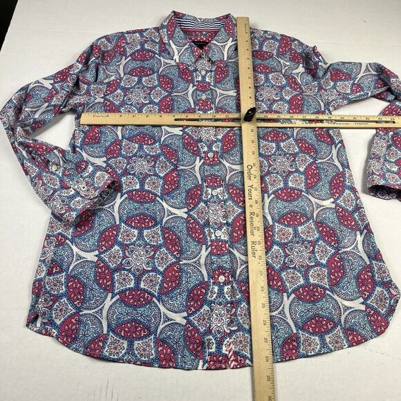 Talbots Cotton Button Shirt Medallion Print Long Sleeve Breathable Top MEDIUM - Picture 5 of 10